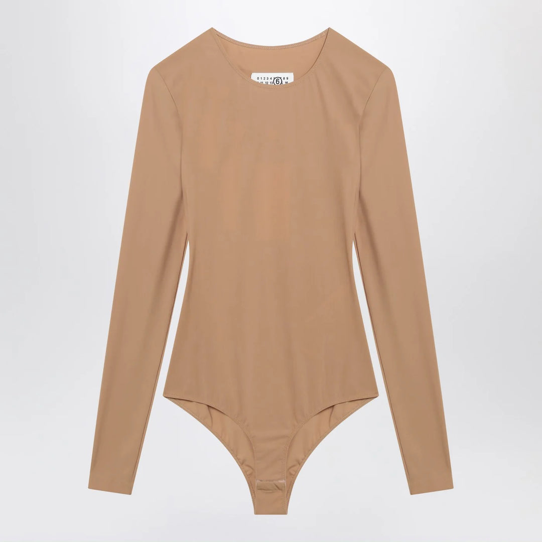 MM6 Maison Margiela - Skin-tone bodysuit in lycra jersey