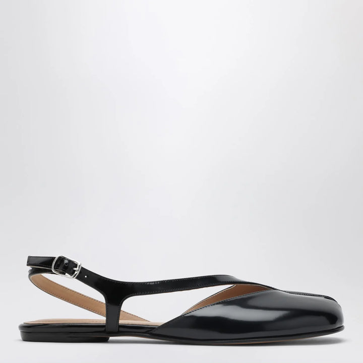 Maison Margiela - Black brushed leather Tabi slingback sandals