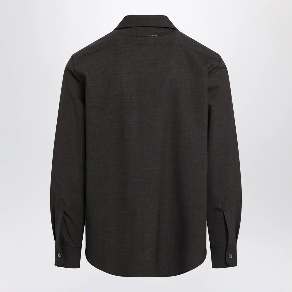 MM6 Maison Margiela - Two-tone brown shirt in wool blend Brand Apparel & Accessories > Clothing > Shirts & Tops