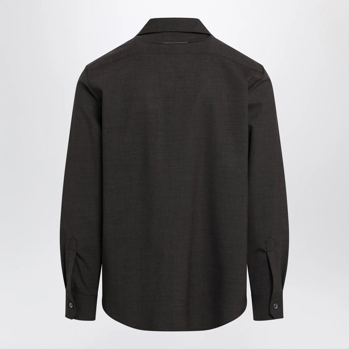 MM6 Maison Margiela - Two-tone brown shirt in wool blend Brand Apparel &amp; Accessories > Clothing > Shirts &amp; Tops
