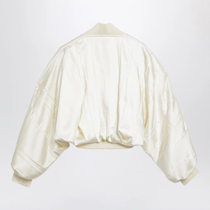 Sportmax - Ivory pleated satin bomber jacket