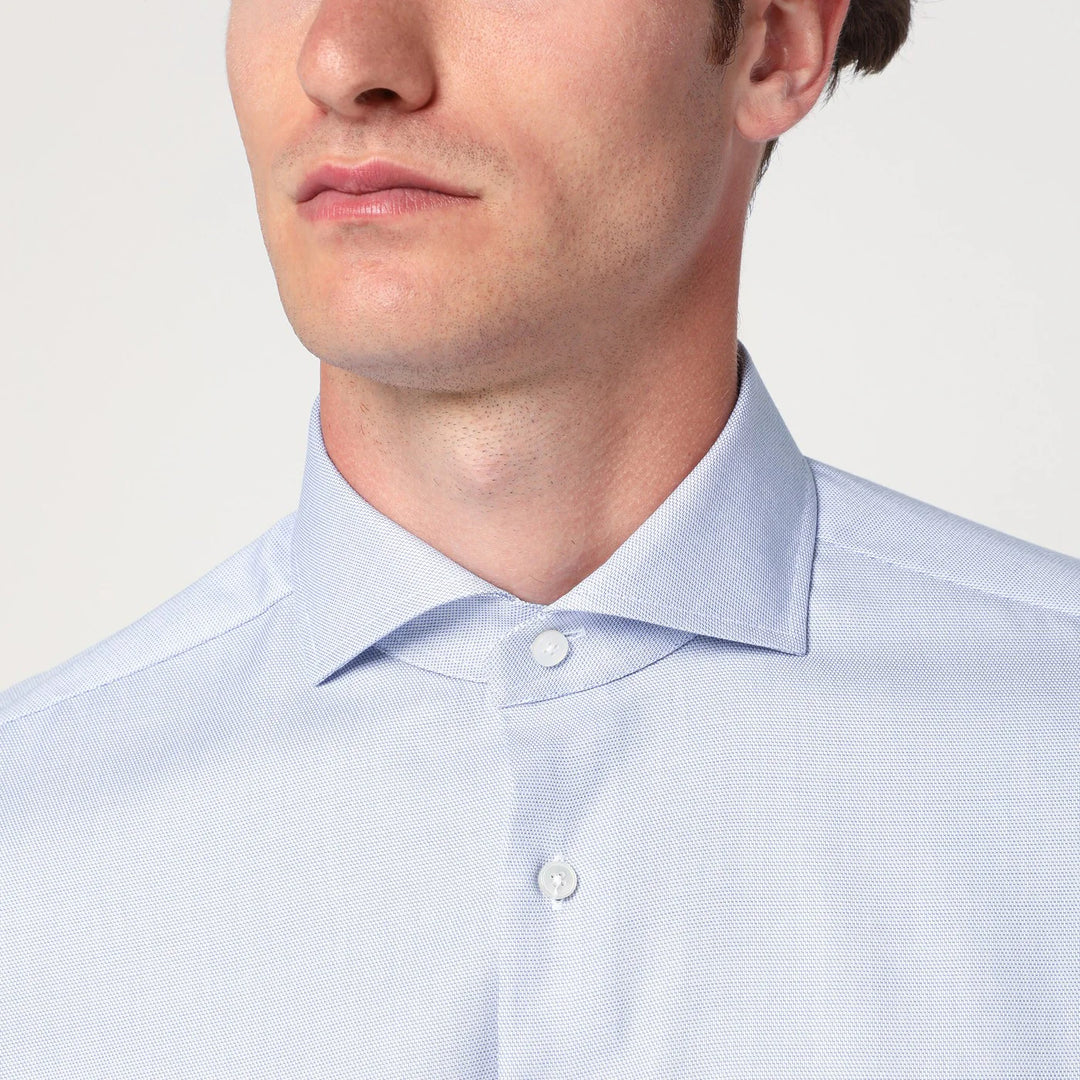 XACUS - Light blue Travel cotton shirt