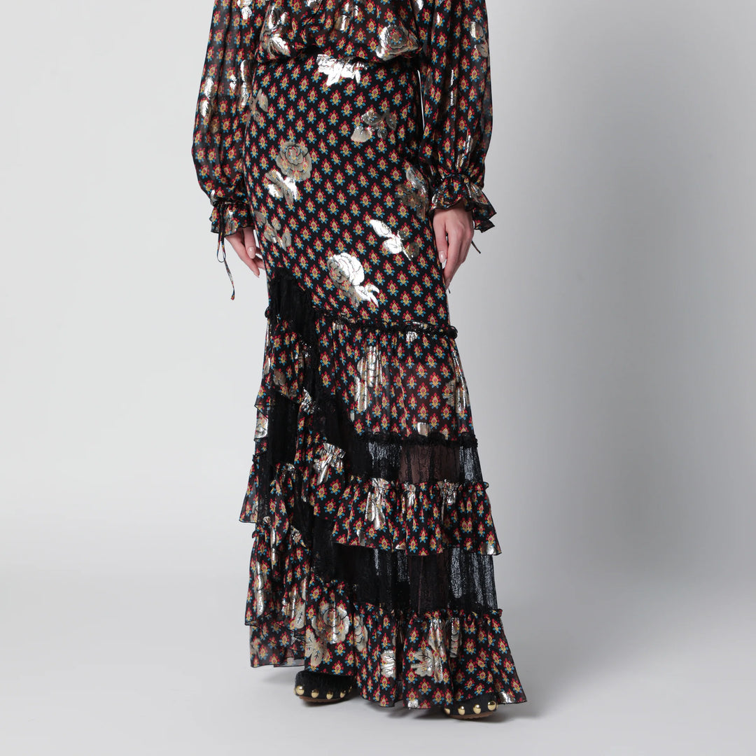 ETRO - Long skirt in silk blend with fil coupé