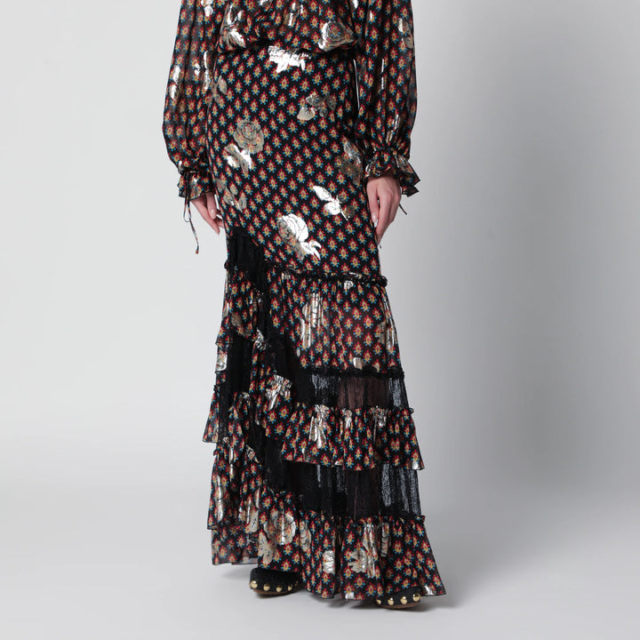 ETRO - Long skirt in silk blend with fil coupé