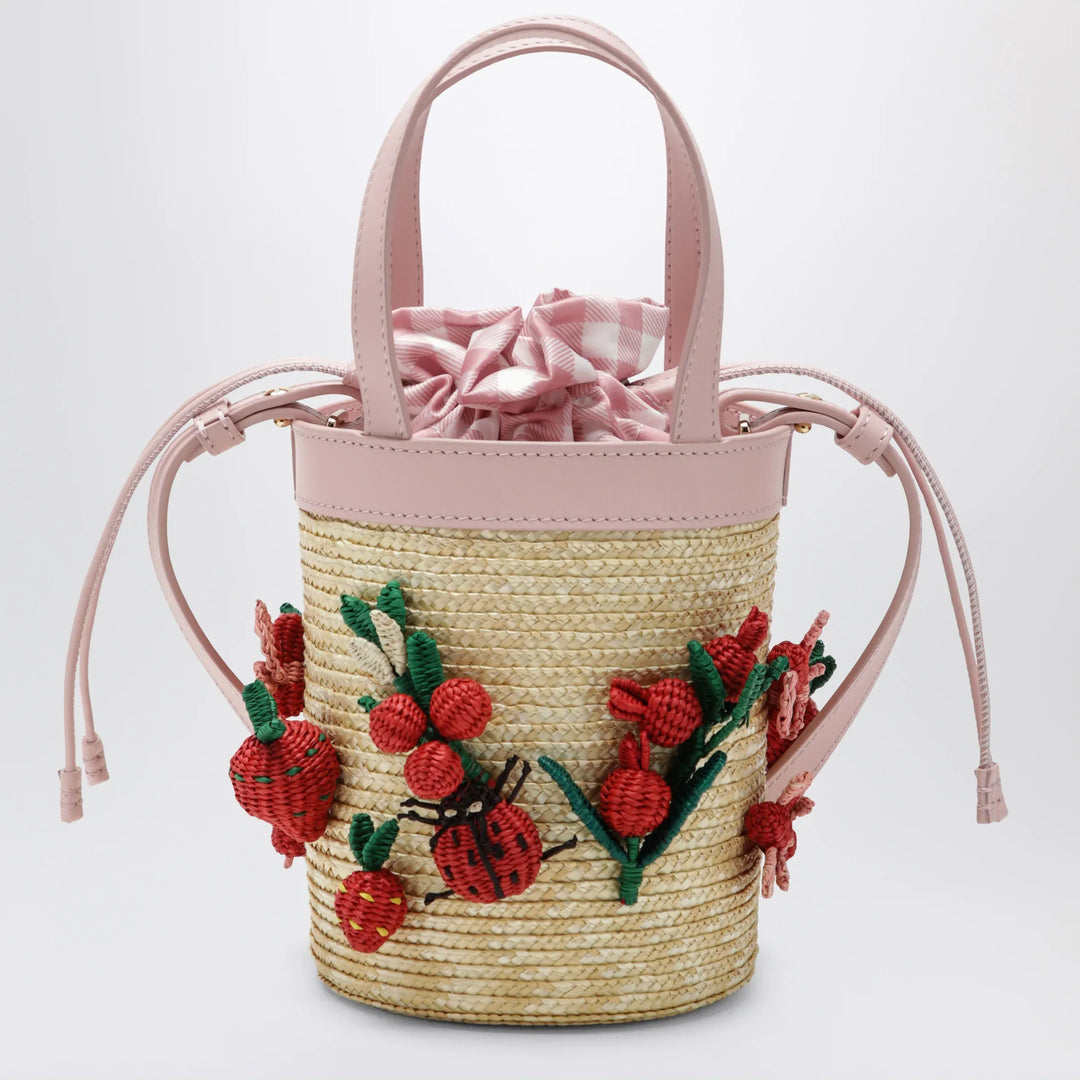 Aquazzura - Botanica mini bucket bag in raffia and leather Brand Apparel &amp; Accessories TU