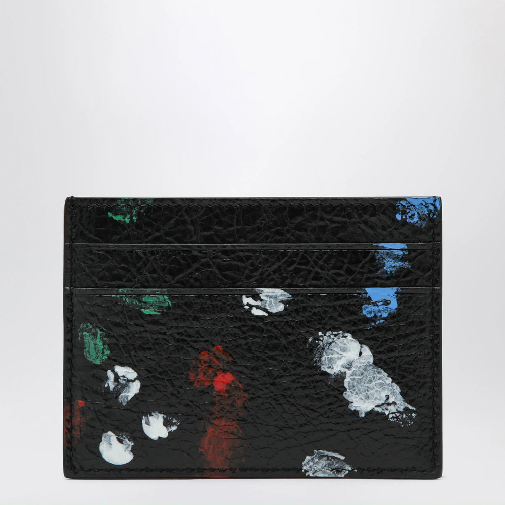 Balenciaga - Cash leather card holder with painter’s print Brand Apparel & Accessories TU