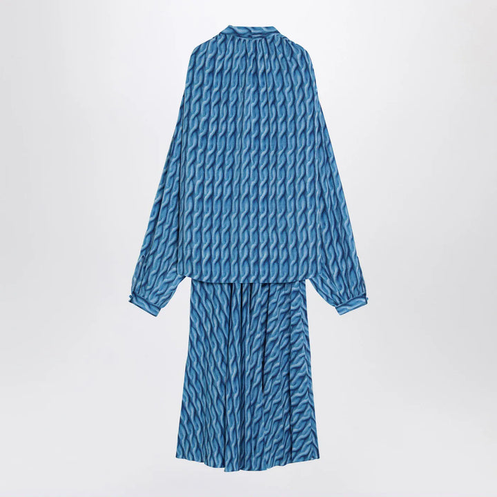 Balenciaga - Midi dress with bow and blue print Brand Apparel &amp; Accessories 36  FR