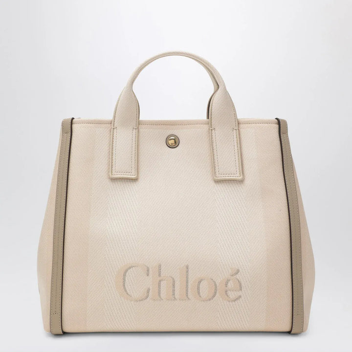Chloé - Carry tote bag in pink beige striped canvas Brand Apparel &amp; Accessories TU