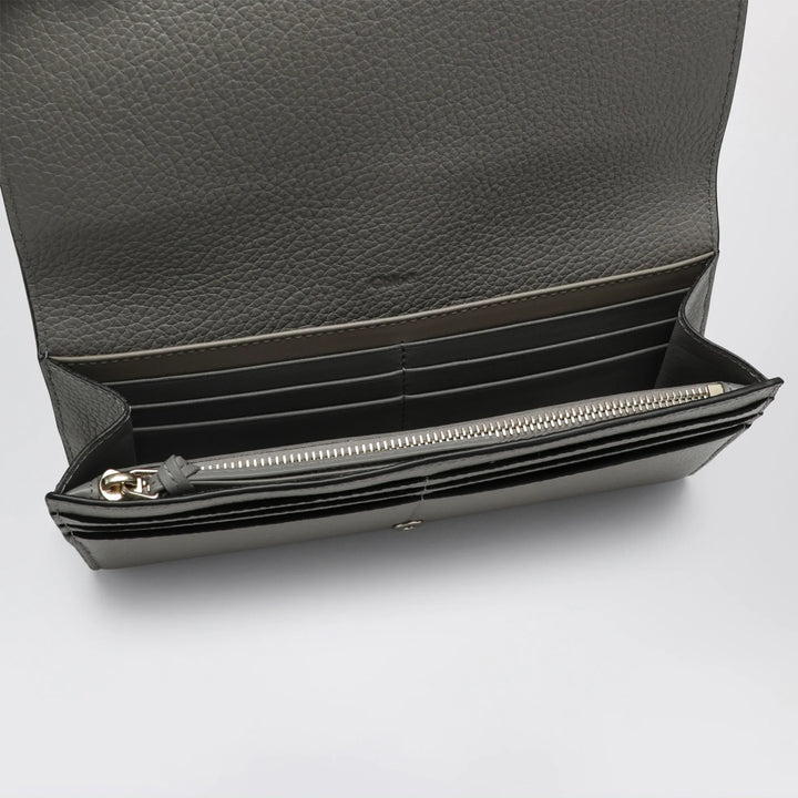 Chloé - Grey Alphabet flap wallet in grained leather Brand Apparel &amp; Accessories TU