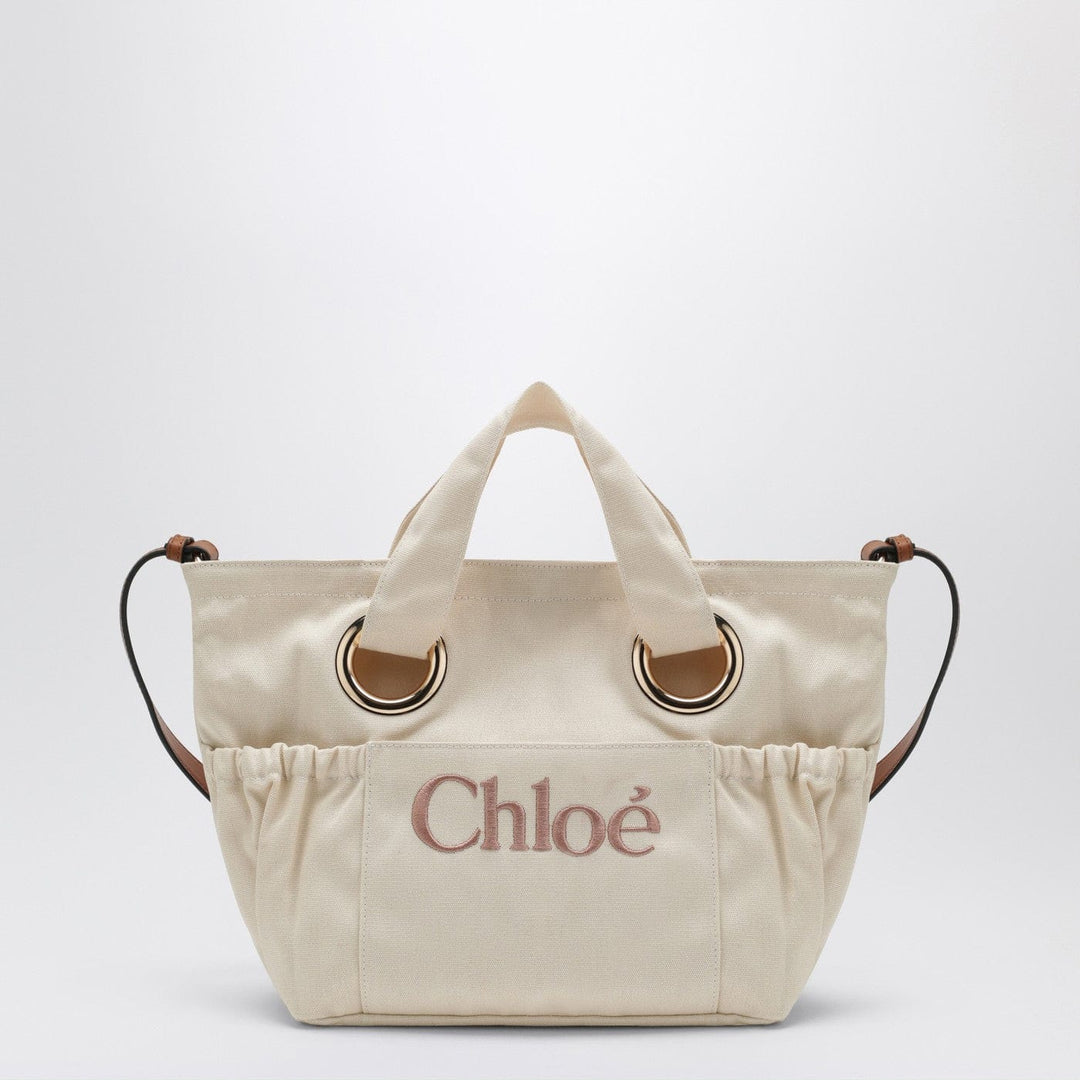 Apparel &amp; Accessories TU Chloé - Ivory tote bag with logo embroidery Brand