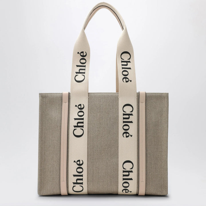 Chloé - Medium Woody tote bag in beige canvas Brand Apparel &amp; Accessories U