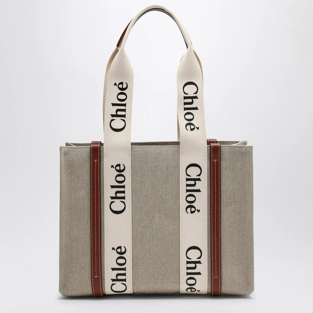 Chloé - Woody medium bag in beige canvas Brand Apparel &amp; Accessories TU