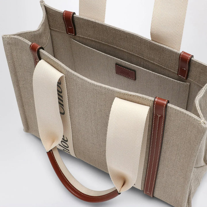 Chloé - Woody medium bag in beige canvas Brand Apparel &amp; Accessories TU