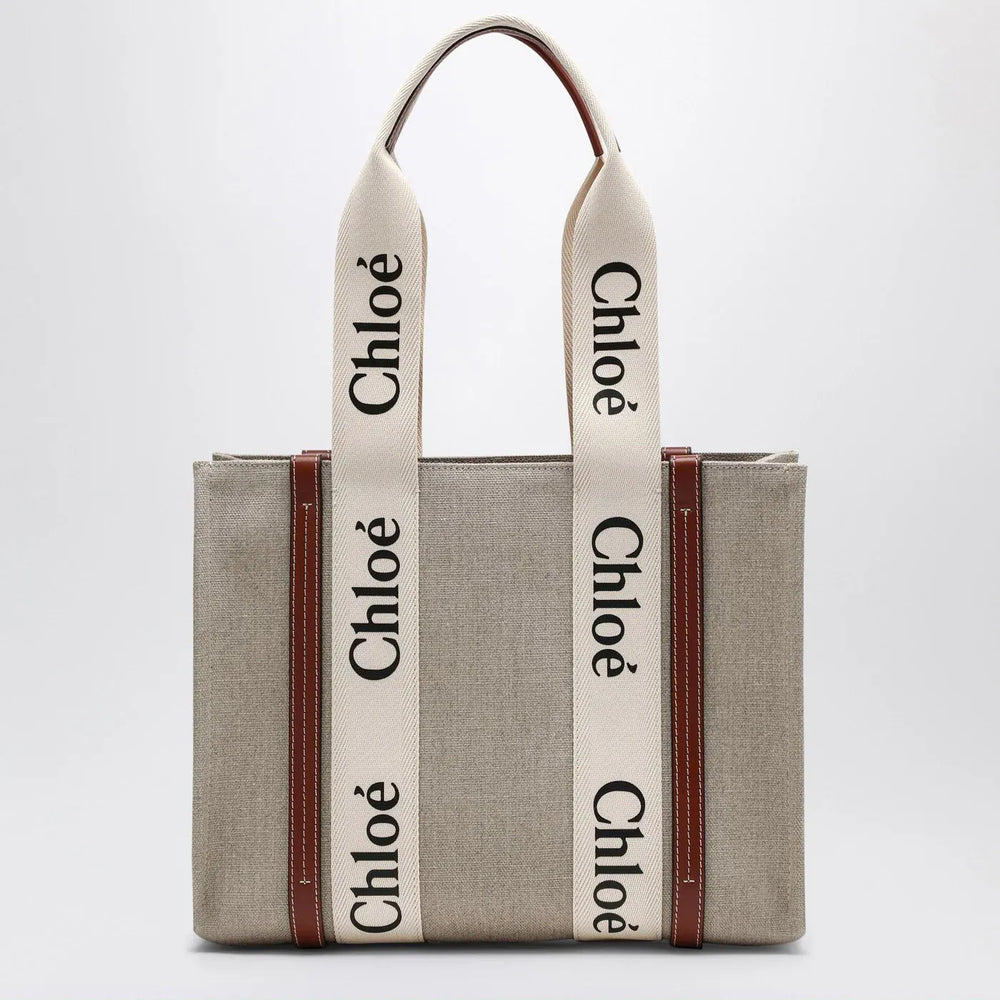 Chloé - Woody medium bag in beige canvas Brand Apparel & Accessories TU