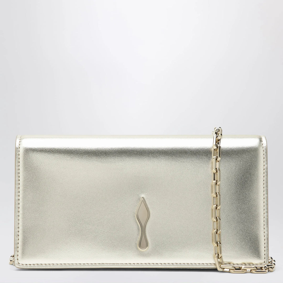 Christian Louboutin - Platinum-coloured leather clutch bag with chain Brand Apparel & Accessories TU