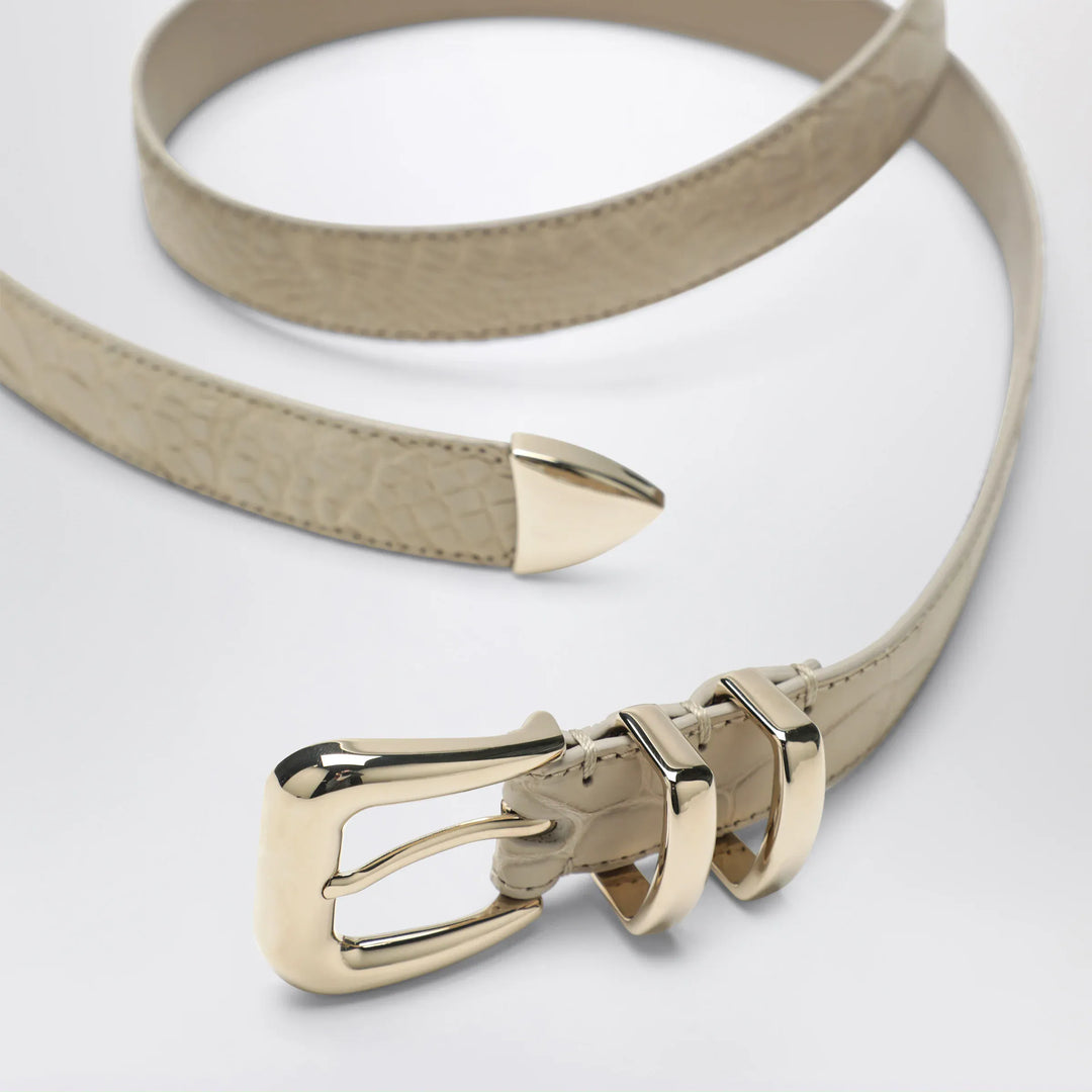 Brunello Cucinelli - Beige alligator leather belt with silver buckle Brand Apparel &amp; Accessories > Clothing Accessories > Belts 100 EU