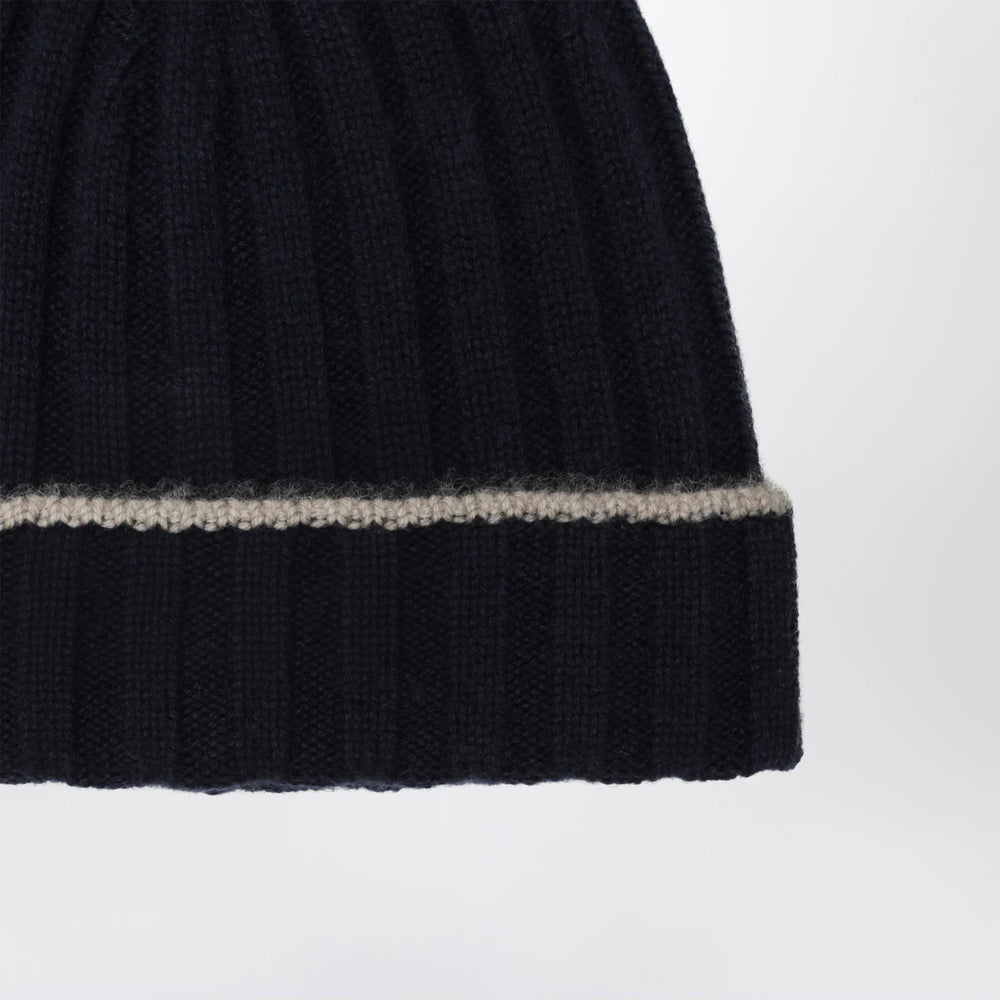 Brunello Cucinelli - Ribbed cashmere beanie in navy blue Brand Apparel & Accessories > Clothing Accessories > Hats M