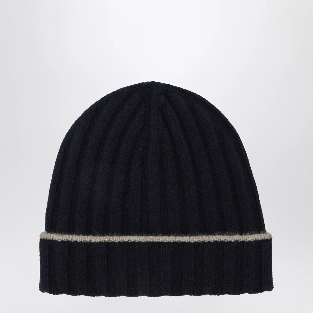Brunello Cucinelli - Ribbed cashmere beanie in navy blue Brand Apparel & Accessories > Clothing Accessories > Hats M