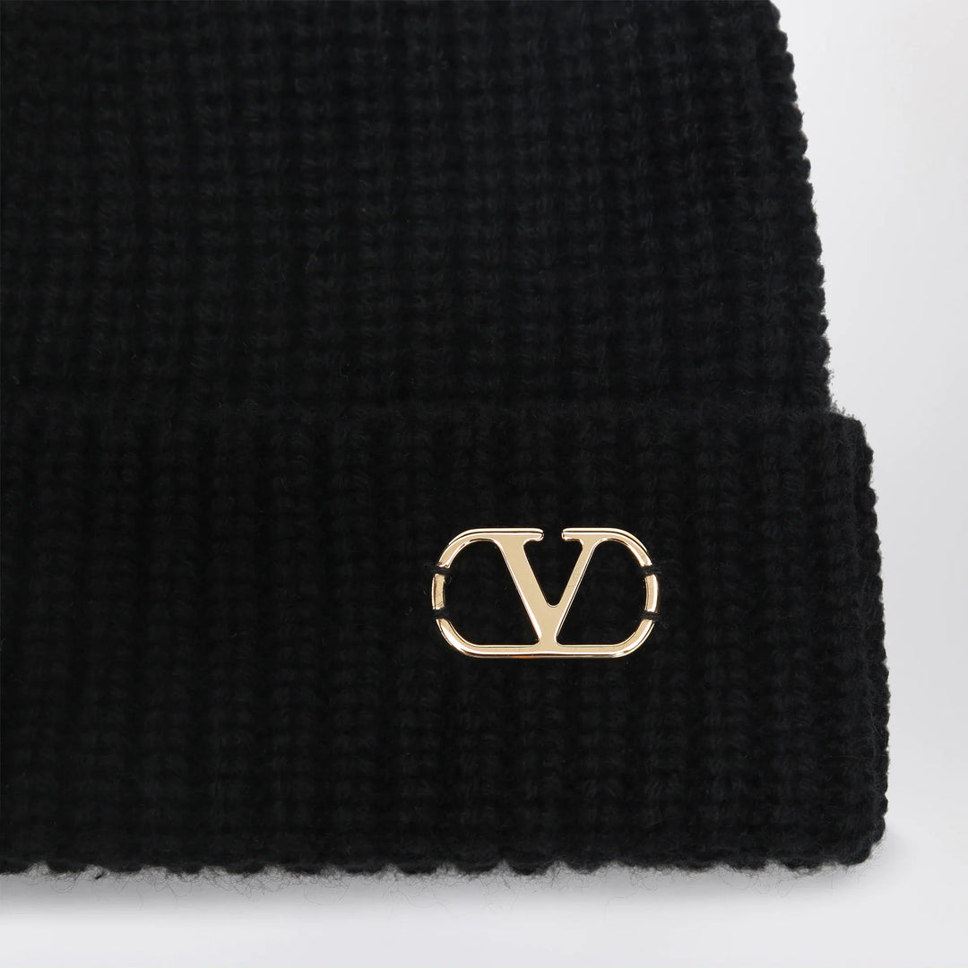 Valentino Garavani - Black Vlogo Signature cashmere beanie Brand Apparel &amp; Accessories > Clothing Accessories > Hats U