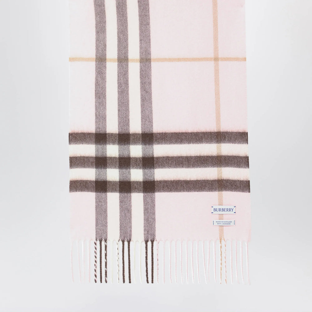 Burberry - Pink cashmere scarf with a checked pattern Brand Apparel & Accessories > Clothing Accessories > Scarves & Shawls TU