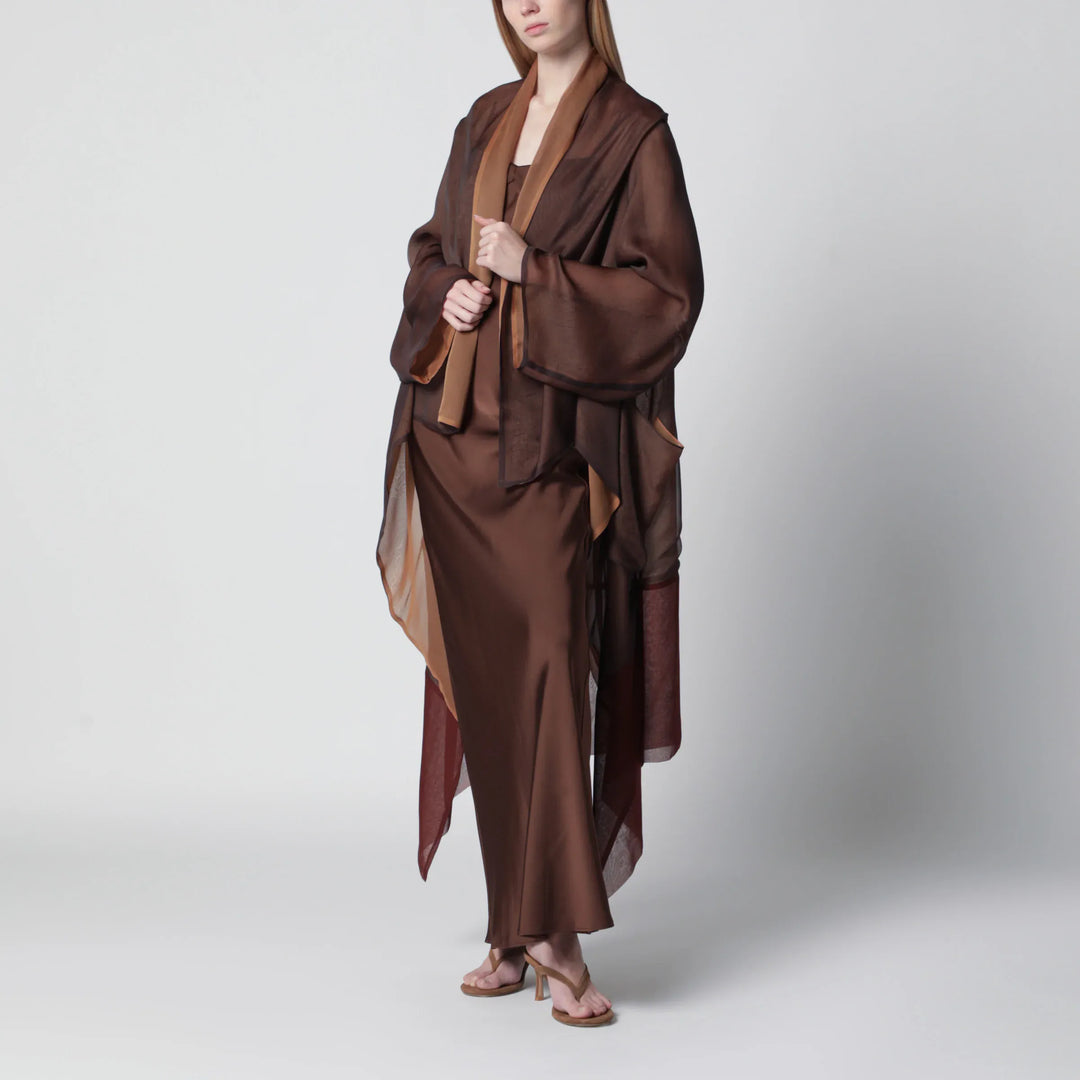 Apparel & Accessories > Clothing > Outerwear > Coats & Jackets S Alberta Ferretti - Brown cape in silk organza Brand