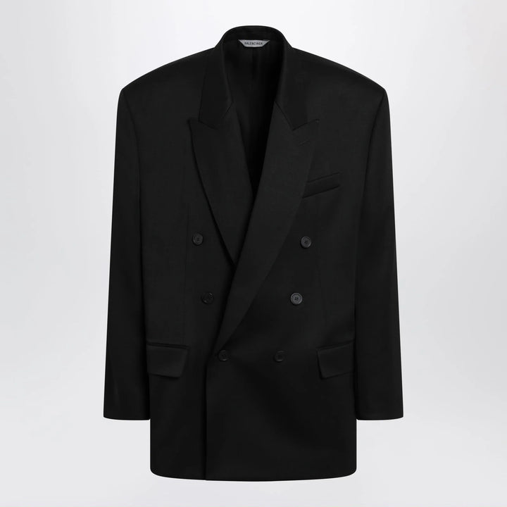 Balenciaga - Double-breasted oversized wool blazer in black Brand Apparel &amp; Accessories > Clothing > Outerwear > Coats &amp; Jackets 44 IT