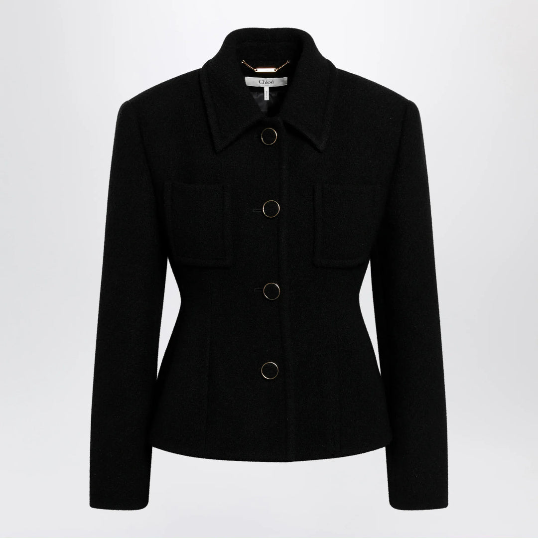Chloé - Black wool-blend jacket Brand Apparel &amp; Accessories > Clothing > Outerwear > Coats &amp; Jackets 38  FR