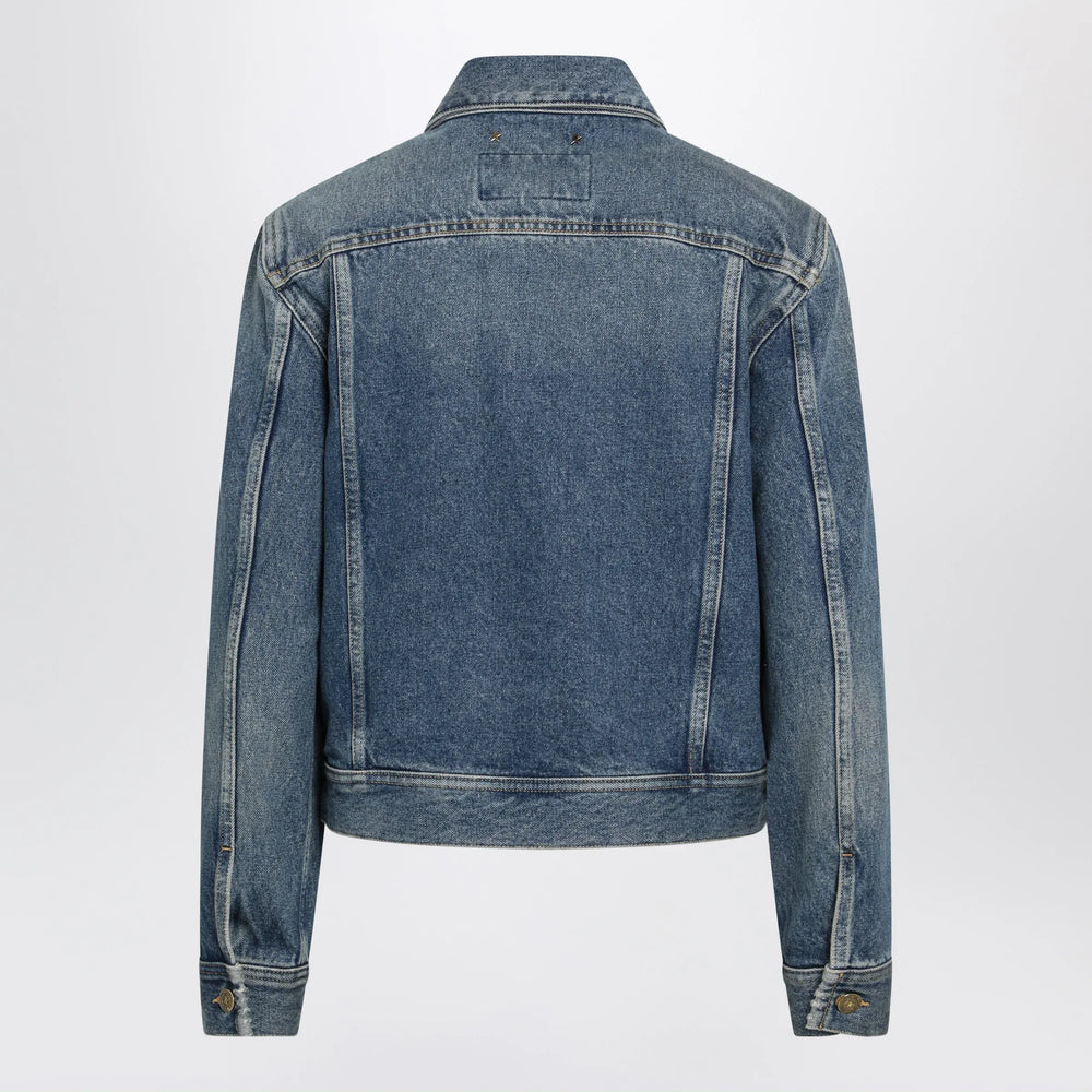 Golden Goose - Blue denim jacket with classic collar and logo buttons Brand Apparel & Accessories > Clothing > Outerwear > Coats & Jackets 40  IT