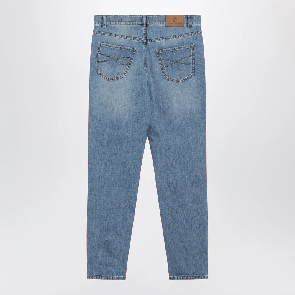 Brunello Cucinelli - Traditional-fit five-pocket jeans in light blue denim Brand Apparel & Accessories > Clothing > Pants
