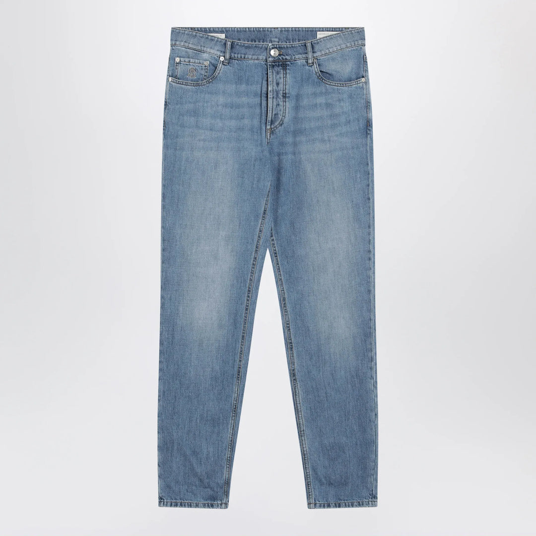 Brunello Cucinelli - Traditional-fit five-pocket jeans in light blue denim Brand Apparel & Accessories > Clothing > Pants 52 IT