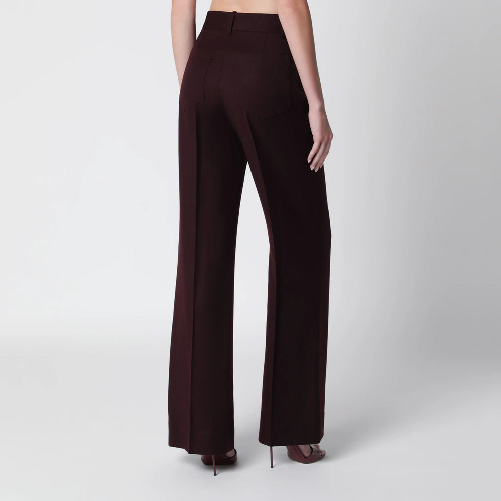Victoria Beckham - Dark Acai purple virgin wool flannel trousers Brand Apparel & Accessories > Clothing > Pants