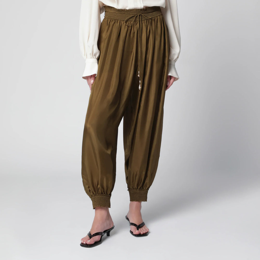 ZIMMERMANN - Olive silk habotai harem pants Brand Apparel &amp; Accessories > Clothing > Pants 2