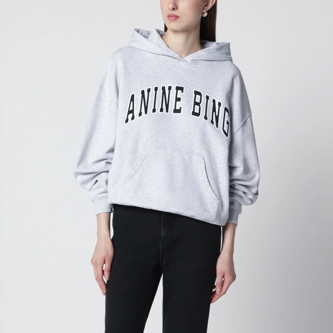 ANINE BING - Harvey New Classic oversized cotton hoodie in grey Brand Apparel &amp; Accessories > Clothing > Shirts &amp; Tops