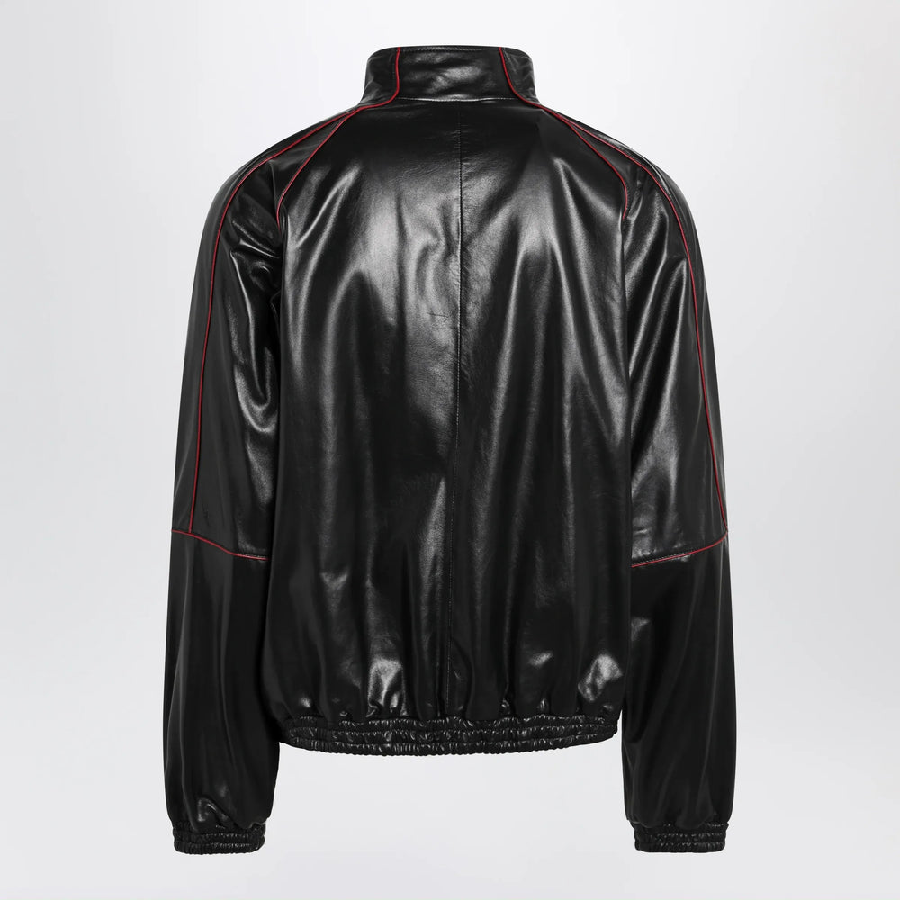 Balenciaga - Black/burgundy zip-up leather sweatshirt Brand Apparel & Accessories > Clothing > Shirts & Tops
