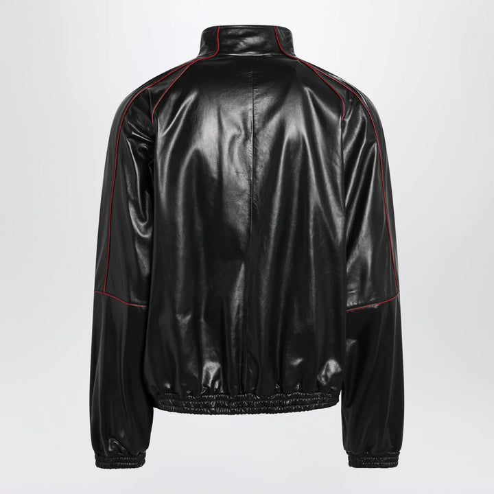 Balenciaga - Black/burgundy zip-up leather sweatshirt Brand Apparel &amp; Accessories > Clothing > Shirts &amp; Tops