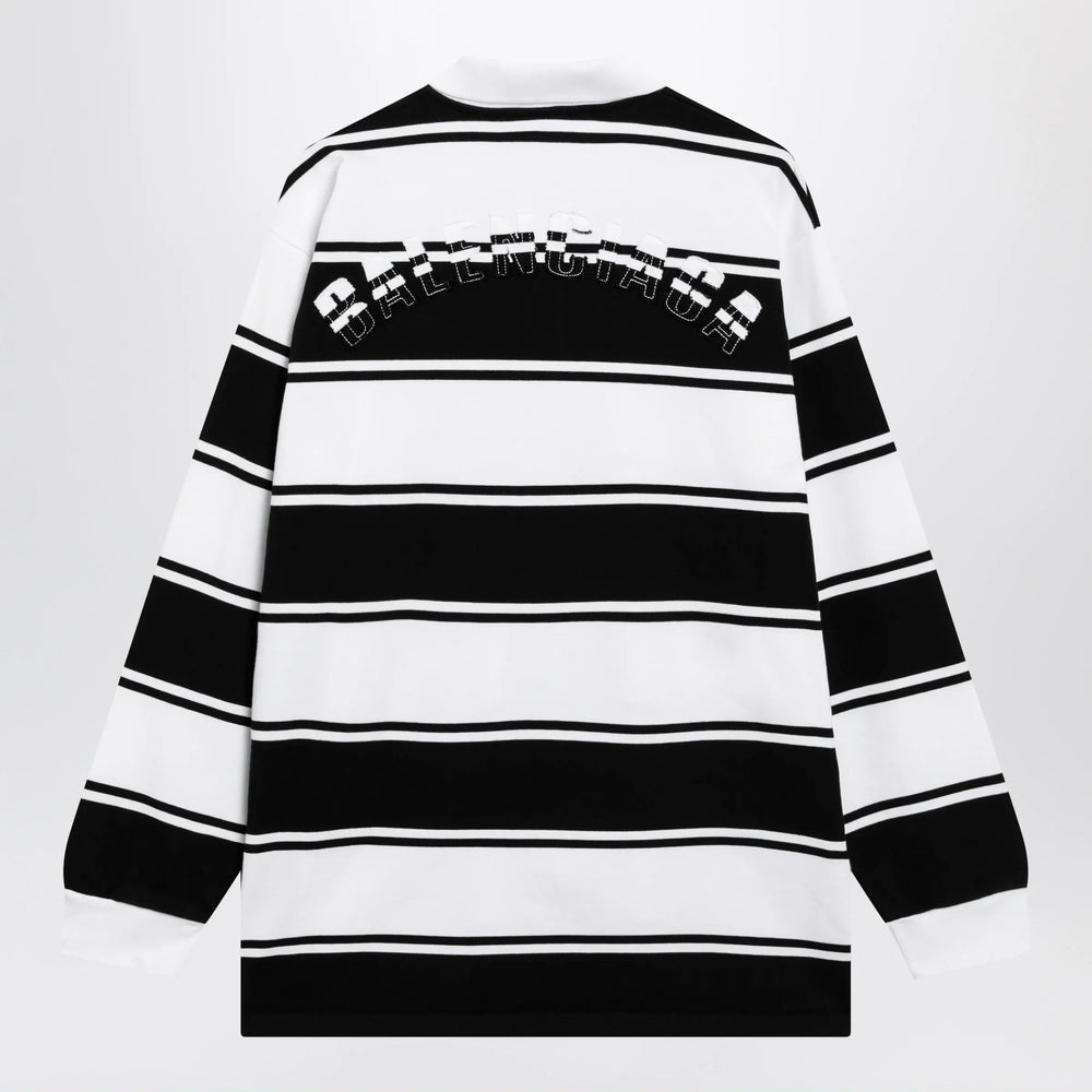 Balenciaga - Black/white striped cotton polo shirt Brand Apparel & Accessories > Clothing > Shirts & Tops