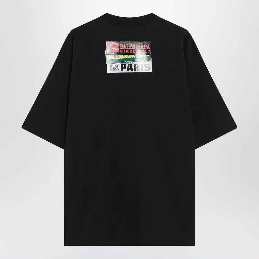 Balenciaga - Bumper Stickers medium-fit cotton T-shirt in black Brand Apparel & Accessories > Clothing > Shirts & Tops