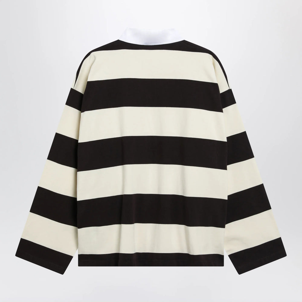 Balenciaga - Striped jersey polo shirt in cotton, brown Brand Apparel & Accessories > Clothing > Shirts & Tops