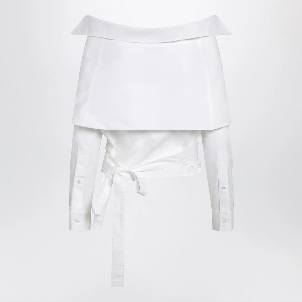 Balenciaga - White wrap shirt with off-shoulder design Brand Apparel & Accessories > Clothing > Shirts & Tops