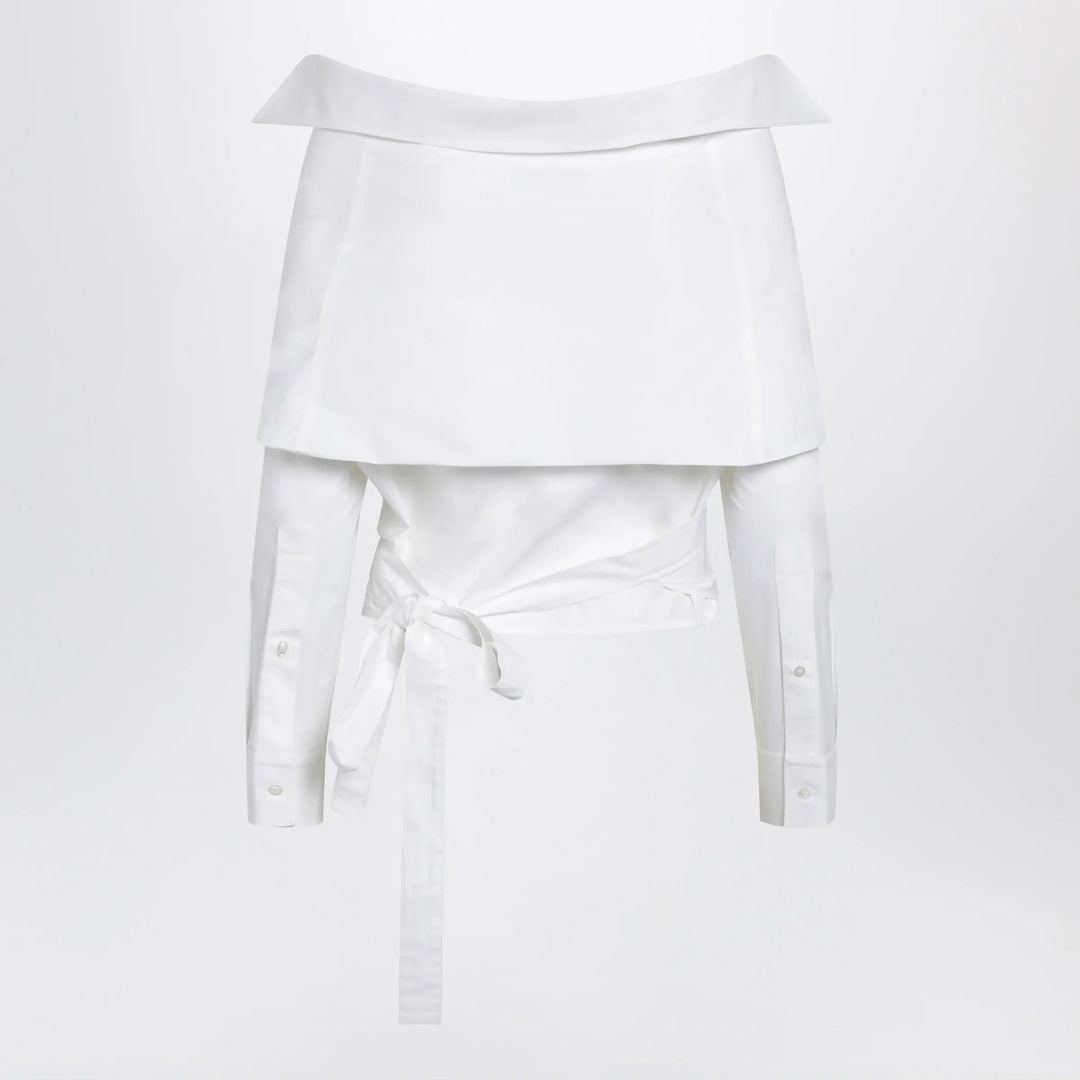 Balenciaga - White wrap shirt with off-shoulder design Brand Apparel &amp; Accessories > Clothing > Shirts &amp; Tops