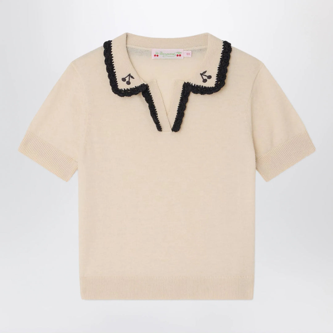 Bonpoint - Lisette écru wool and cotton blend sweater Brand Apparel & Accessories > Clothing > Shirts & Tops 6