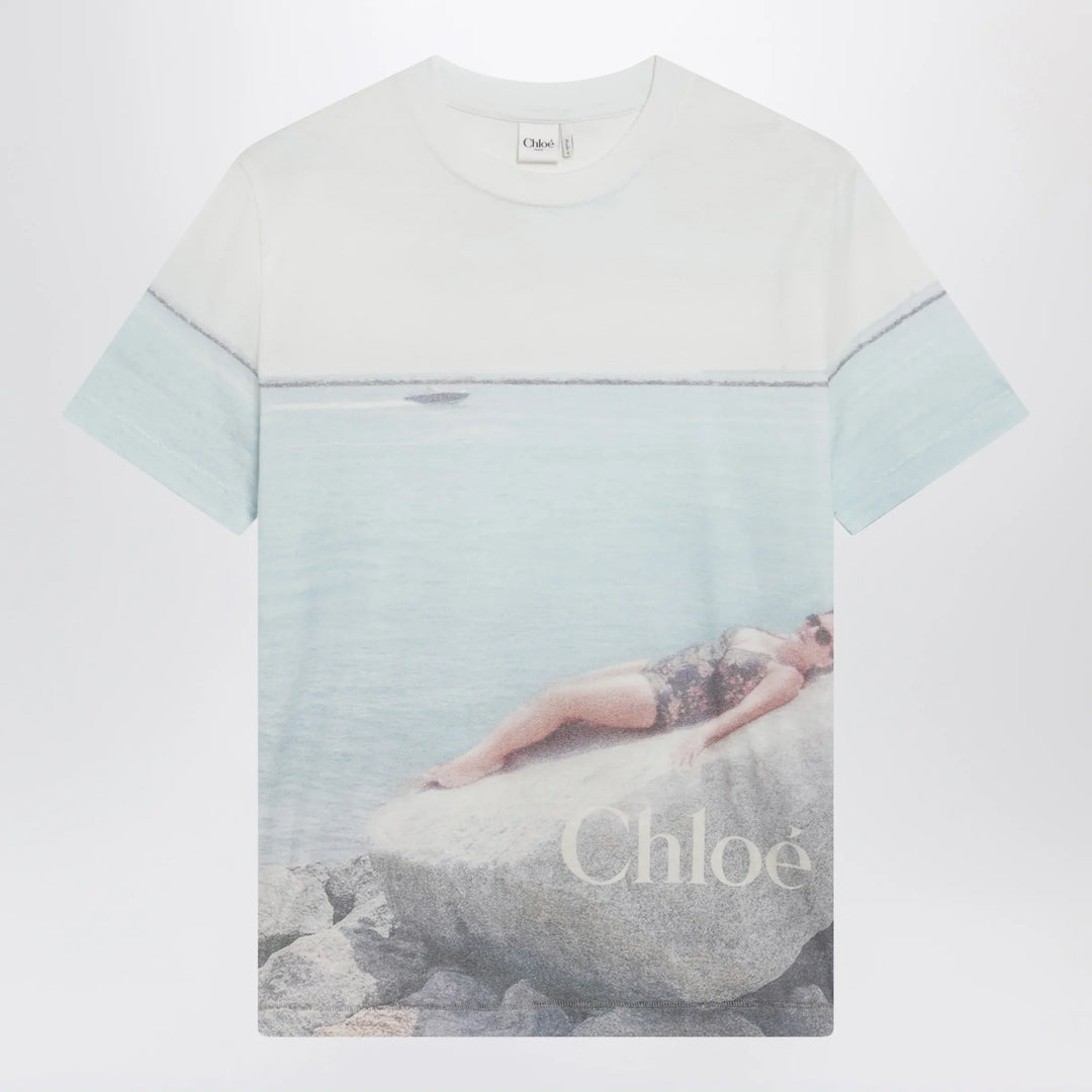 Chloé - Crewneck logo T-shirt in cotton jersey, Iconic Milk Brand Apparel &amp; Accessories > Clothing > Shirts &amp; Tops XS