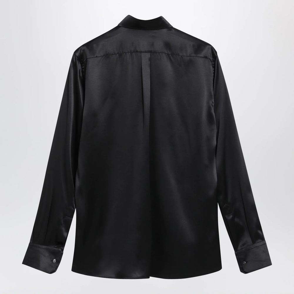 Dolce&Gabbana - Martini silk satin shirt in black Brand Apparel & Accessories > Clothing > Shirts & Tops 40