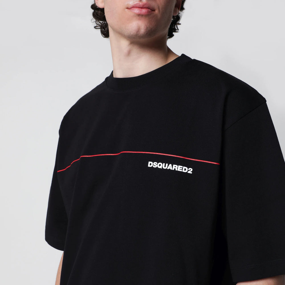 Dsquared2 - Loose-fit cotton jersey T-shirt with logo in black Brand Apparel & Accessories > Clothing > Shirts & Tops