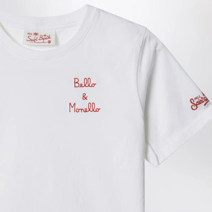 MC2 Saint Barth - White T-shirt “Bello e Monello” Brand Apparel &amp; Accessories > Clothing > Shirts &amp; Tops 8