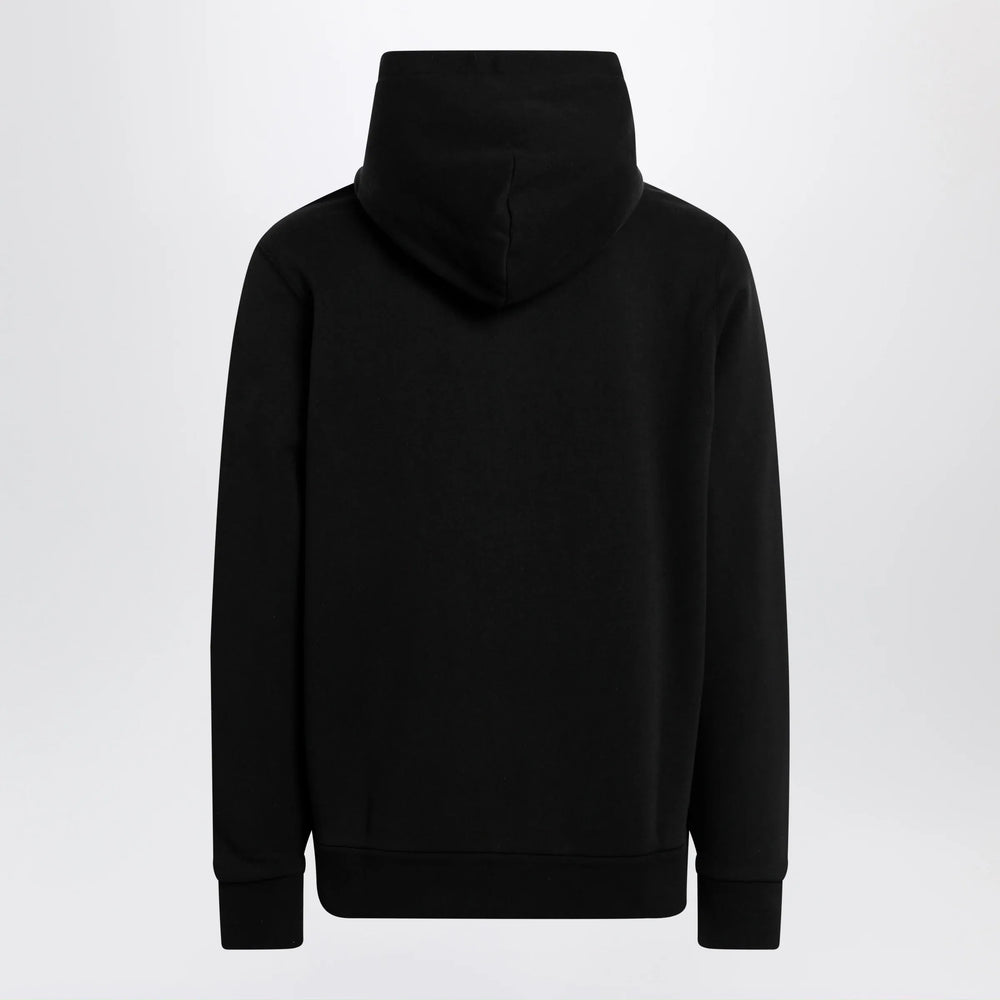 Moncler - Black cotton hoodie with logo Brand Apparel & Accessories > Clothing > Shirts & Tops