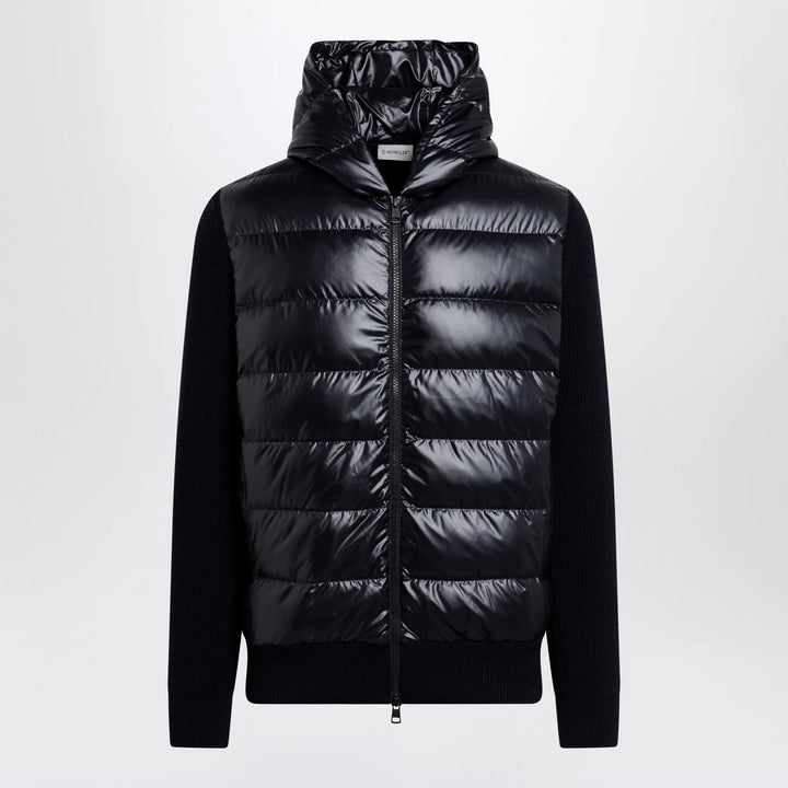Moncler - Blue padded wool zip-up hoodie Brand Apparel &amp; Accessories > Clothing > Shirts &amp; Tops