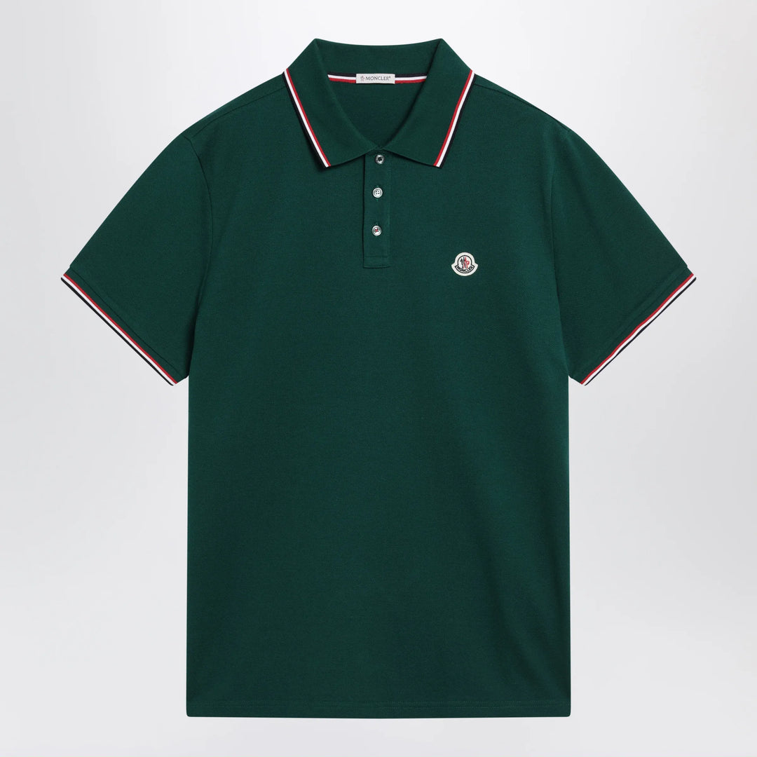 Moncler - Olive green short-sleeve polo shirt Brand Apparel & Accessories > Clothing > Shirts & Tops S