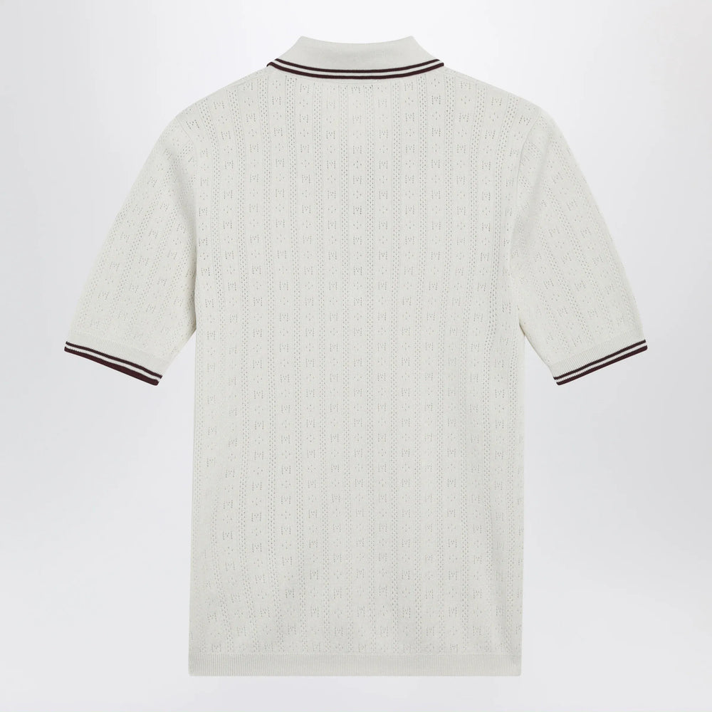 Moncler - White cotton polo with diamond pattern Brand Apparel & Accessories > Clothing > Shirts & Tops S