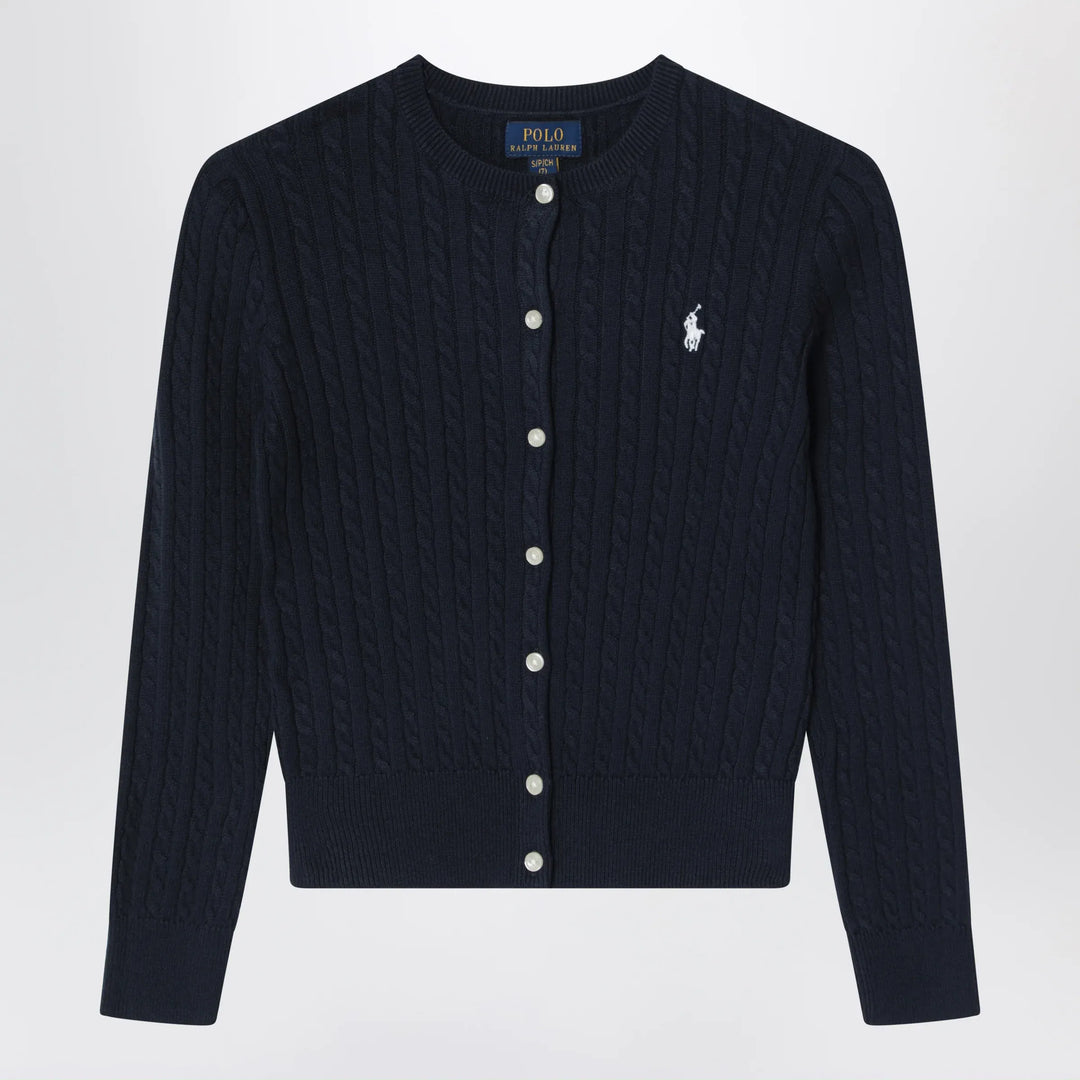 Polo Ralph Lauren - Navy blue fine cable-knit cotton cardigan Brand Apparel &amp; Accessories > Clothing > Shirts &amp; Tops M